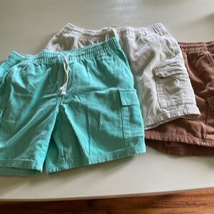 3 pairs of corduroy cargo shorts.  Size M, and sold as LOT only.